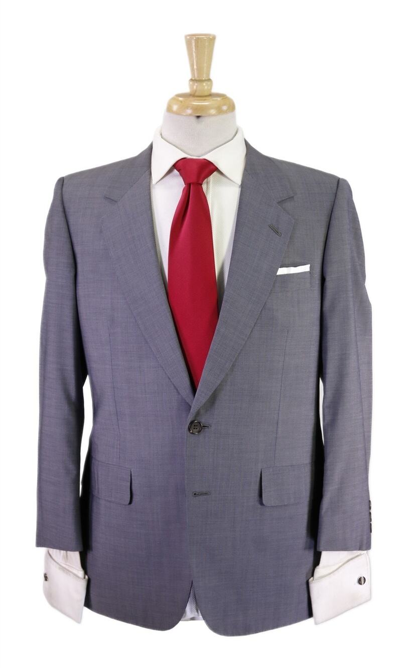 Hickey Freeman Blue Gray Iridescent Wool Mohair 2-Btn Suit 38S